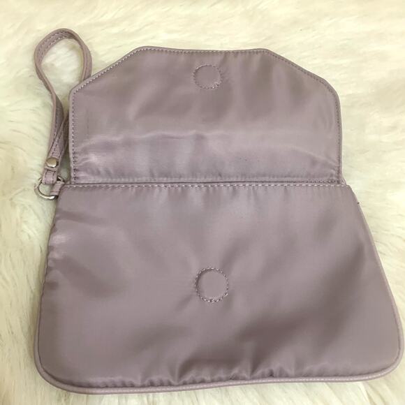 RACHEL ZOE Grayish Lavender 9" Nylon Pouch Clutch Wristlet Purse Travel Bag - Picture 4 of 10